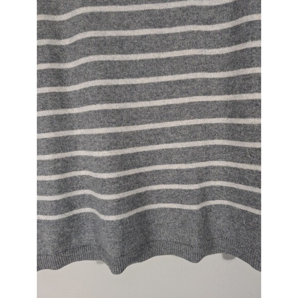 Talbots Sweater Women Sz Petite M Grey Striped 100% Cashmere Crew Neck Pullover - Picture 5 of 8